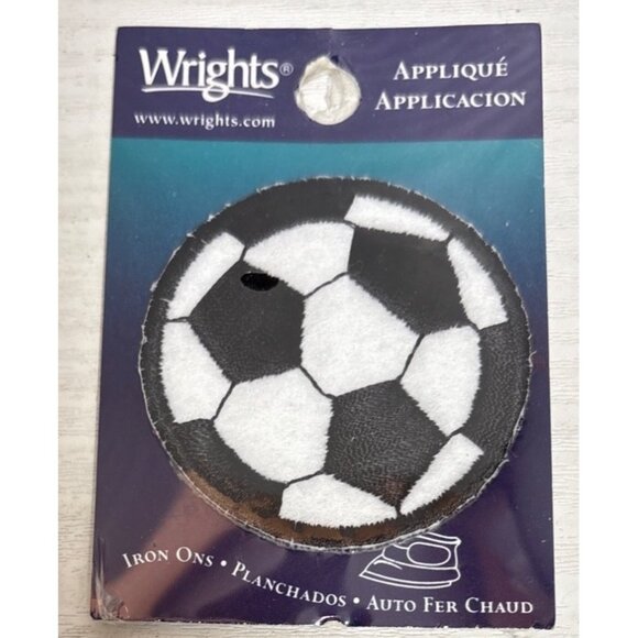 Iron-On Sports Appliques & Wrights Soccer Ball Patch For Crafting & Repairs - Picture 3 of 7